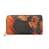 Monarch and Sunflower Zipper Wallet Black