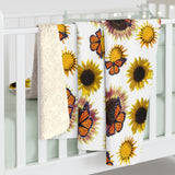 Sunflowers and Monarchs Sherpa Fleece Blanket