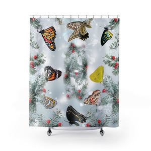 Butterfly Christmas Shower Curtains