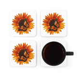 Sunflower and Monarch Corkwood Coaster Set