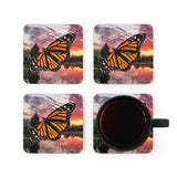 Monarch Butterfly Corkwood Coaster Set