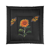 Monarchs with single sunflower Comforter