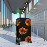 Sunflower and Monarchs Black Cabin Suitcase