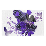 Small Purple Flower and Butterfly on White Towel, 11x18