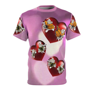 Monarch Hearts Valentine Unisex Full print Tee