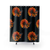 Black Sunflower and Monarch Shower Curtains