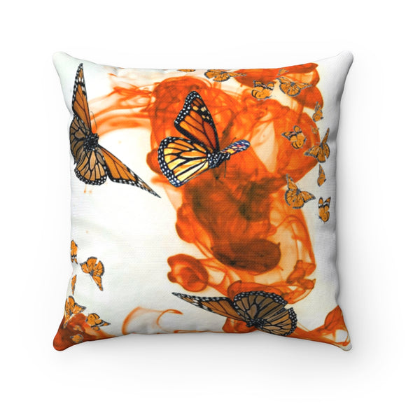 Monarch Orange Swirl Spun Polyester Square Pillow