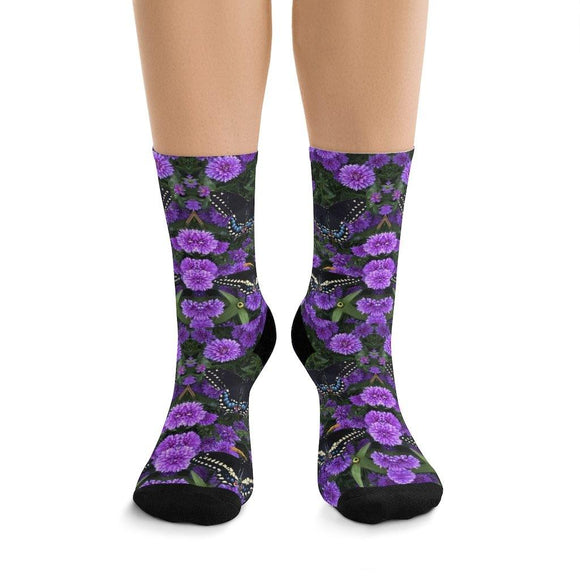 Black Swallowtail and Asters DTG Socks - Inspired Passion Productions