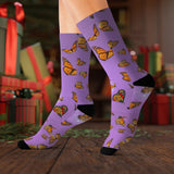 Purple monarch butterfly socks