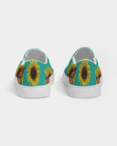 Sunflower and Monarch Green Background Women's Slip-On Canvas Shoe