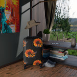 Sunflower and Monarchs Black Cabin Suitcase
