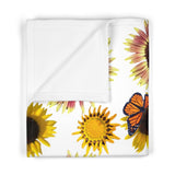 Sunflowers and Monarchs Soft Fleece Blanket