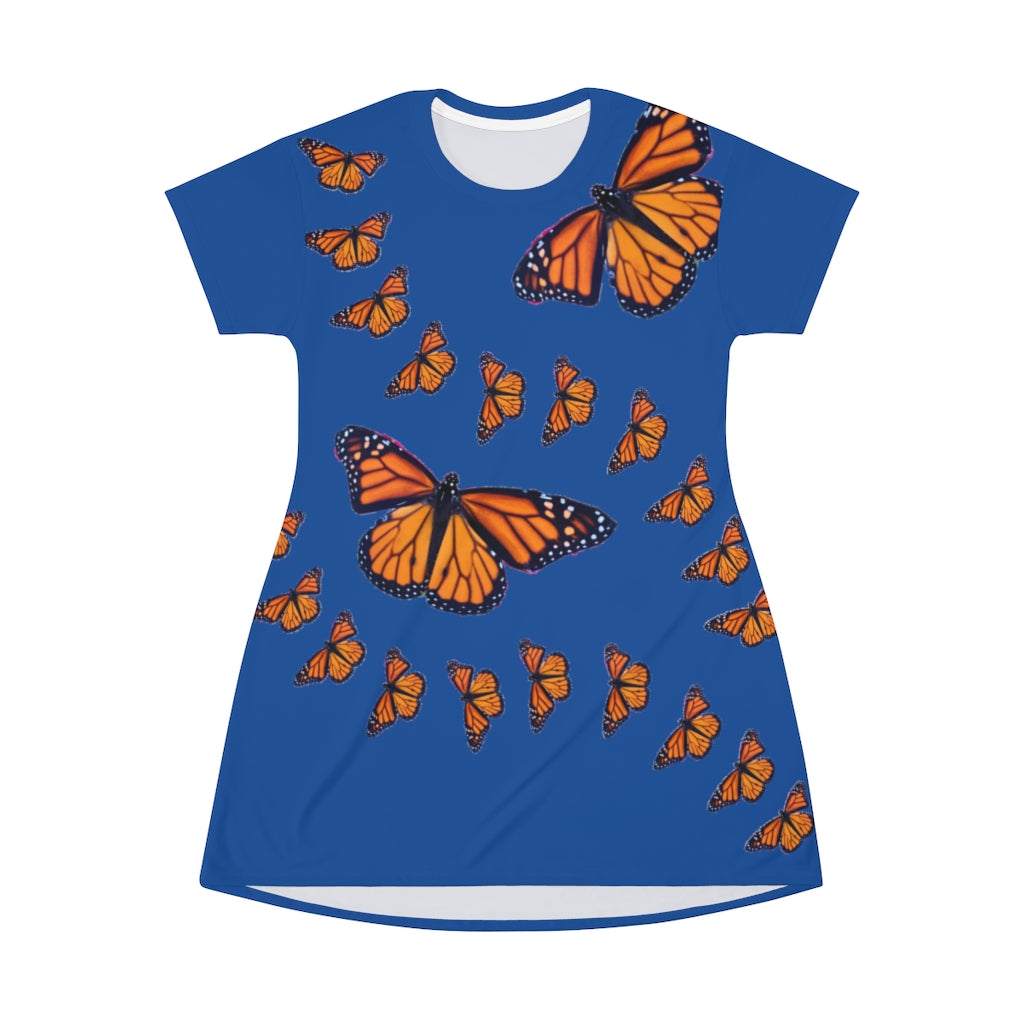 Monarch Butterfly Print T-Shirt Dress