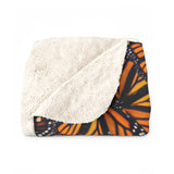 Monarch Butterfly Wings Sherpa Fleece Blanket, Soft and Fluffy