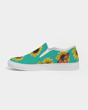 Sunflower and Monarch Green Background Women's Slip-On Canvas Shoe