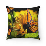 Monarch Sunflower Spun Polyester Square Pillow