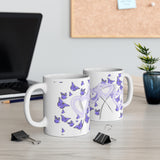 Purple Butterflies and Hearts Ceramic Mug 11oz