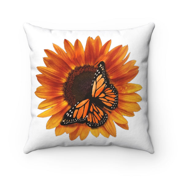 Monarch and Sunflower Throw pillow