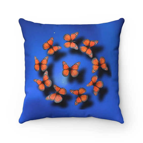 Blue Aura Monarch Spun Polyester Square Pillow