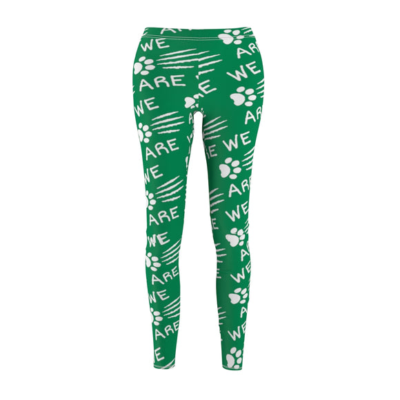 Green Paw Scratch Navy Women's Casual Leggings FREE SHIPPING