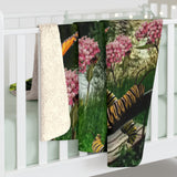 Monarchs by the river Sherpa Fleece Blanket