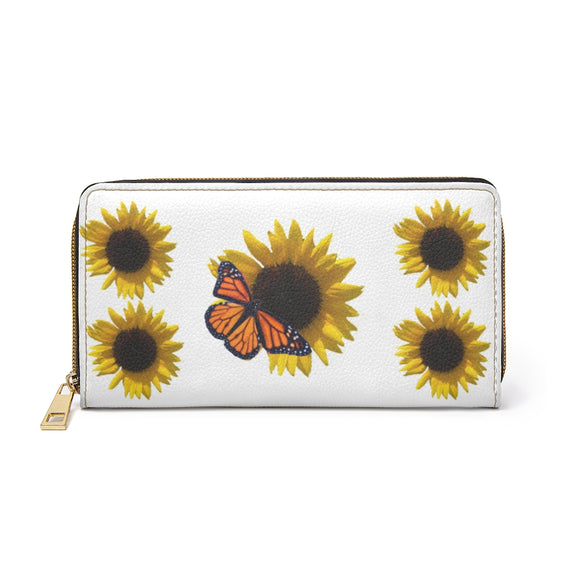 Sunflower and Monarch Zipper Wallet combine with your butterfly bag