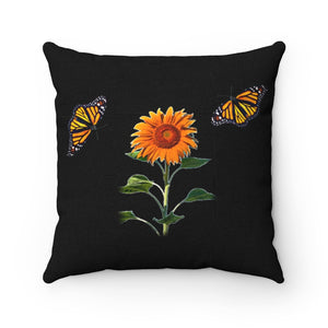 Sunflower and Monarchs Spun Polyester Square Pillow