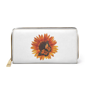 White with sunflower Zipper Wallet