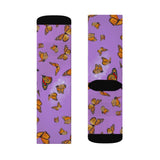 Purple monarch butterfly socks