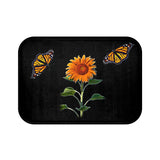 Black Sunflower and Monarchs Bath Mat