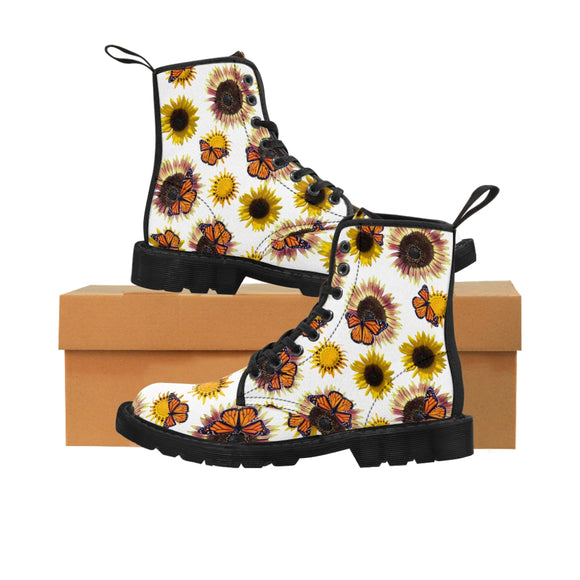 Sunflowers and Monarchs Women's Canvas Boots