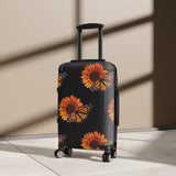 Sunflower and Monarchs Black Cabin Suitcase