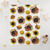 Sunflowers and Monarchs Soft Fleece Blanket