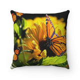 Monarch Sunflower Spun Polyester Square Pillow