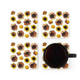 Sunflowers and Monarchs Corkwood Coaster Set