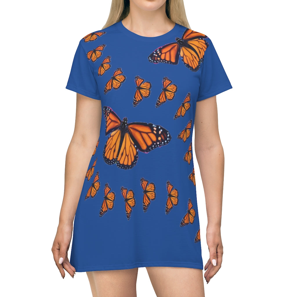 Monarch Butterfly Print T-Shirt Dress