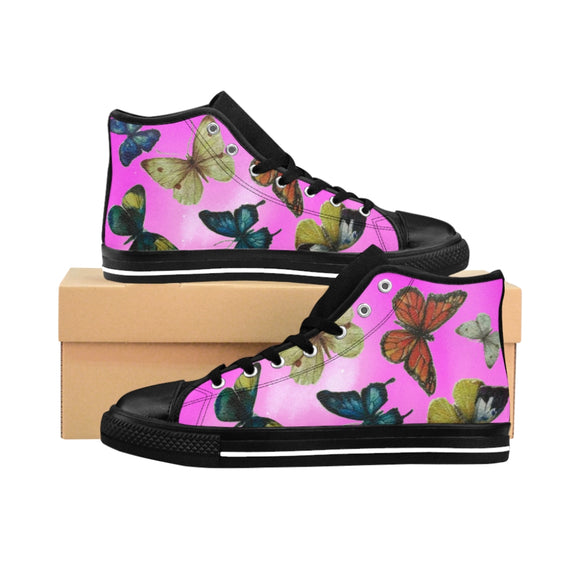 Butterflies Women's High-top Sneakers Pink
