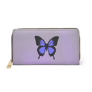 Purple Butterfly Zipper Wallet