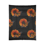 Black Sunflower and Monarch Comforter Comforter