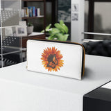 White with sunflower Zipper Wallet