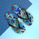 Blue Sky Butterfly Flip Flops