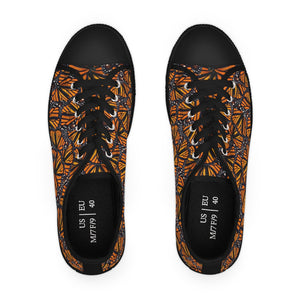 Women's Low Top Sneakers, Monarch Butterfly Shoes, Monarch Wings