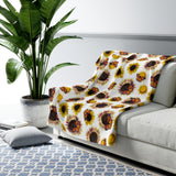 Sunflowers and Monarchs Sherpa Fleece Blanket