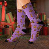 Purple monarch butterfly socks