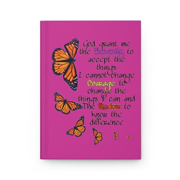 Monarch Serenity Prayer (pink) Hardcover Journal Matte FREE SHIPPING