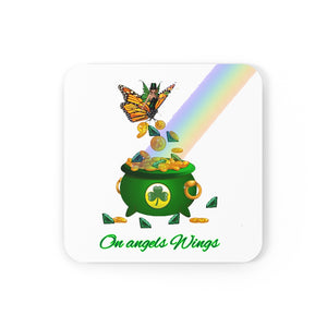 On Angels Wings Irish Corkwood Coaster Set