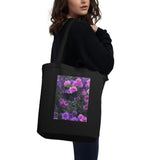 Eco Tote Bag with Eastern Black Swallowtail and purple asters print. - Inspired Passion Productions