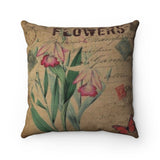 Rustic Floral and Butterfly  Polyester Square Pillow