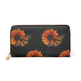 Monarch and Sunflower Zipper Wallet v2 Black