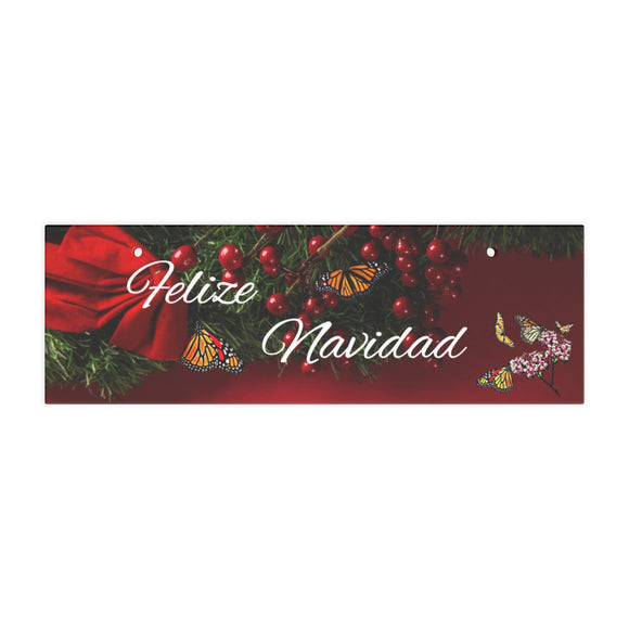 Felize Navidad Butterfly Ceramic Wall Sign Red